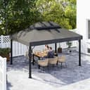 Outsunny Ersatzdach für Pavillon 3 x 4m, wasserdicht PVC Beschichtung Pavillondach, Doppeldach Ersatzbezug für Gartenpavillon, Ersatzteile aus Oxford-Stoff, 370 g/m², Dunkelgrau - 8