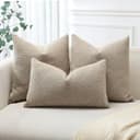 JOTOM 2er Set Boucle Kissenbezüge, Dekorative Weich Einfarbig Wurf Kissenbezug Moderne Kissenhüllen Sofakissen Dekokissen Zierkissenbezug für Wohnzimmer Schlafzimmer Deko (40x40cm, Kamel) - 4