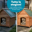 AQPET Cuccia per Cani in Legno XL/XXL da Esterno con Tetto Spiovente Impermeabile e Tenda Termica, Casetta Cane Isolata per Interno ed Esterno, Resistente alle Intemperie, 91x126x104h cm - 4