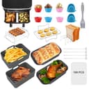 Ninja Heißluftfritteuse Zubehör, Zubehör für Ninja Foodi Max Dual Zone Heißluftfritteuse AF300EU AF400EU AF451EU AF500EU, Silikonform Backpapier Auflaufform für Ninja Airfryer, Air Fryer Accessories - 1