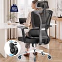 MELOKEA Sedia Ufficio Ergonomica Portata 200KG, Profondità del Sedile Regolabile, Supporto Lombare Automatico, 4 Angoli di Inclinazione Braccioli 4D Nero Sedia da Scrivania Girevole con Ruota di Gomma - 6