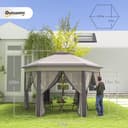 Outsunny Pavillon 4x4m Wasserdicht Pop-up sechseckiger Faltpavillon, Doppeldach, Gartenpavillon mit 6 Seitenteilen, Partyzelt inkl. Tragetasche, für Garten, Terrasse, Festival, Kaffee+Beige - 7