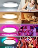 AIKVSXER Plafón LED Inteligente 24W Ø30 cm, Luz RGB Multicolor con Cambio de Color, Iluminación Blanca Regulable 3000–6500K, Control Remoto y App, Perfecto para Dormitorio, Salón y Espacios de Ocio - 6