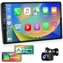 Podofo Autoradio Doppel Din mit Wireless Apple Carplay Android Auto, 2+64G 9 Zoll Android Bluetooth Auto Stereo Radio 2 Din mit Bildschirm mit 28 UI, GPS, WLAN, SWC, RDS/UKW-Radio + Rückfahrkamera - 1