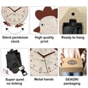 DEKORI Orologio da Parete con Pendolo – Design Gallinella in Legno, Silenzioso e Artigianale, per Cucina Rustica o Casa, 27x32 cm - 3