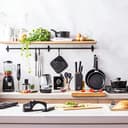 MasterChef Tabla de Cortar Cocina en Madera, Encimera de Bambú para la Carne, Jamon, Pan, Quesos, Tablero de Corte con Ranura para Jugos y Borde, Natural, Sostenible - 6