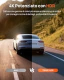 70mai Dash Cam Auto 4K 3 Canali T800E, Telecamera Tripla Anteriore e Posteriore 4K+1080P+1080P, HDR, Visione Notturna IR, Modalità Parcheggio, F1.55, GPS, Supercondensatore, 64 GB SD Inclusa - 3