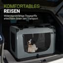 Juskys Hundetransportbox Lassie XL faltbar & tragbar 56x81x58 cm mit Decke, Tasche & Griffen - Faltbare Transportbox für Hunde, Katzen & Haustiere - Oxford Stoff Hundebox Auto Hundetasche - Grau - 2