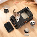 ZAKVOP Arenero para Gatos de Acero Inoxidable, XL Caja de Arena Gato Cerrada con Tapa, Doble Entrada y Alfombrilla Antiderrames, Bandeja Antifugas para Gato Grande y Multiuso Cat Litter Box - 6