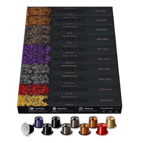 NESPRESSO Original Ispirazione Italiana, Medium to Darker Roasts, Compatible with Original Capsule Machines, Ideal for Espresso and Lungo, Capsule Set of 100 Coffee Capsules