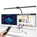 brightower Doppelkopf Schreibtischlampe LED Dimmbar, 24W 80CM Schreibtischlampe klemmbar für Homeoffice, Augenschutz Tageslichtlampe mit Fernbedienungen, Schwanenhals Büro Tischlampe 5 Farbmodi - 1