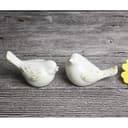 VORCOOL Set di 2 statuette di uccello in ceramica bianca per uccelli moderni sculture artigianali per paesaggio giardino casa ufficio desktop decorazione - 5