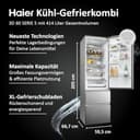 Haier HTW5620DNMG Frigorifero combinato 3D 60 Serie 5, Libera installazione, 3 porte, No Frost, Luce Led, Inox, L x P x A (mm) 595x667x2050, Classe D - 2