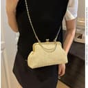 Borsa a tracolla per le donne borse a tracolla con catena rimovibile in tessuto pochette toted borse borse con chiusura a bacio borsa con manico superiore, Marrone, One Size - 2