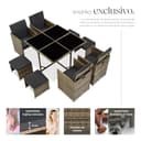 tectake® Conjunto Jardín Exterior de Ratán y Acero, Compacto y Agrupable en Cubo, Muebles Jardín Exterior Resistente a la Intemperie, para 4-8 Personas, Fundas Extraíbles y Funda Protectora - Natural - 3