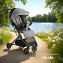 tectake® Passeggino Pieghevole, Passeggino Leggero con Cintura a 5 Punti Regolabile, Freno a Pedale, Tettuccio Pieghevole con Finestra, Protezione Raggi UV, Passeggino Bambini da 0 a 3 Anni - Grigio - 9