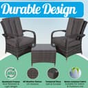 Giardino Arizona 2 Seat Garden Lounge Chair Set with Table & Outdoor Furniture Cover Patio Conservatory Furniture (Assembled) (Grey) - 3