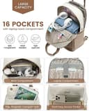 LOVEVOOK Rucksack Damen, 15,6 Zoll Laptop Schulrucksack Teenager Mädchen mit Laptopfach, Wasserdicht Reiserucksack Arbeitstasche Daypack, Schultasche Backpack Women Elegant für Uni Reise Büro, Beige - 3