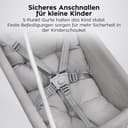 Tulano Hop 40 3in1 Babyschaukel – Mitwachsend durch Sitz- und Liegefunktion – 5-Punkt Sicherheitsgurt – Wendekissen – Ideal für Zuhause und draußen – Belastbar bis 60 kg – 6–36 Monate – Grau - 7