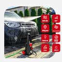 LEHMANN Jukon Idropulitrice Alta Pressione, 1600 W, Pressione max. 200 bar, Portata 480 l/h, Autoadescante, Con Accessori - Pistola, Lance, Lancia Schiuma, Spazzola per Patio, Spazzola per Cerchi - 4