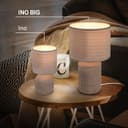 BRILONER - Tischlampe mit Stoffschirm, Kabelschalter, Keramikfuß, Lampe, Nachttischlampe, Tischleuchte, Dekolampe Flur, Bürolampe, Leselampe, Wohnzimmer, Schlafzimmer, 22x37,5 cm (DxH), Braun - 9