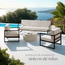 tectake® Conjunto Jardín Exterior de Acero, Sillones Terraza con Acolchado Grueso, Sillas Jardín con Pies Ajustables, Muebles Jardín Exterior, Fundas Repelentes al Agua, Sofás para Jardín - 5 plazas - 8
