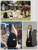 FIORETTO Lightweight School Backpack Womens, Cute School Bag for Teenager Girls, 145.6 Laptop Rucksack Backpack for School Casual Daypacks Travel Backpack for College Work Black 25L - 8