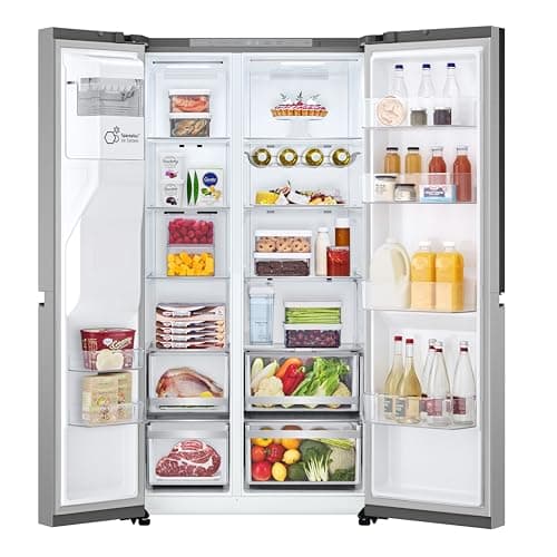 LG GSJE81PYBD Side-by-Side Kühlschrank, 628 L, mit Eis-, Crushed Ice- & Wasserspender, UVnano, LINEARCooling®, DoorCooling+, Total NoFrost, Wassertank, Wi-Fi, Smart Inverter, Schwarz [Energieklasse D]