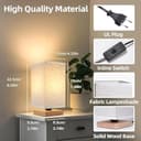 Nachttischlampe, Tischlampe mit Kabelschalter, Lampenschirm aus Leinenstoff Holzsockel Tischlampe Lampe, Modern Tischleuchte Mit Glühbirne für Schlafzimmer, Wohnzimmer, Schreibtisch, Kinderzimmer - 3