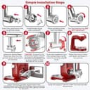 GVODE Fleischwolf Zubehör für Bosch MUM58720 Küchenmaschine, Geeignet für Bosch Multifunktions-Roboter, Beinhaltet 3 Wurstfüllröhrchen und 4 Arten von Mahlplatten - 2