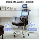 ELITESEATS Bürostuhl Ergonomisch [TESTSIEGER] Kratzerfreie Rollen Atmungsaktiv | Ergonomischer Schreibtischstuhl | Büro Stuhl 150 kg Belastbar | Computerstuhl | Drehstuhl | Home Office Chair Ergonomic - 7