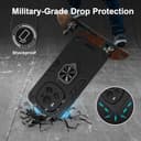 Btstring Cover per Honor Magic6 Pro, Grado Militare Custodia Con Cavalletto in Metallo Rotante a 360°, Hard PC Back Cover e TPU Bumper Antiurto Case- Nero - 5