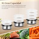 Aigostar Fitfoodie Steel - Vaporera eléctrica 9 L Vaporiera Inox, 3 recipientes Independientes, Temporizador 60 Minutos, Cuenco para Preparar arroz, Livello Di Acqua Visibile, Libre de BPA, 800W - 2