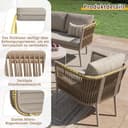 Kebnor Gartenlounge-Set für 5-6 Personen,Großes Outdoor Sofa Set, 6-teiliges PE-Rattan Sitzgruppe mit wasserfester Sitzbank und Kissenset, Modulares Ecksofa Set für Terrasse Balkon (Beige) - 4