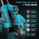 Soffiatore elettrico a batteria 300 km/h con 5 marce e 2 batterie da 6000 mAh – soffiatore senza fili per giardino, foglie, polvere e neve - 8