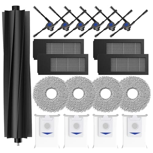 19 Stück Zubehör für Ecovacs Deebot X2 Omni/ X2/ X2 Pro Saugroboter Roboter,1 Hauptbürste, 4 HEPA-Filter, 4 Wischmopp-Pads,4 Staubbeutel, 6 Seitenbürsten,Zubehör-Set Ersatzteile Set für X2 Omni
