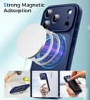 Natiiozie Funda para iPhone 17 Pro 6.3", Compatible con Magsafe Protección Lente Cámara, Anillo Magnético Integrado, Protección Resistente Translúcida Mate Trasera para iPhone 17 Pro - Azul Marino - 8