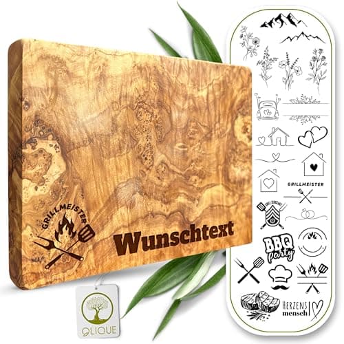 Personalised Olive Wood Chopping Board - Rectangular Wooden Board with Engraving (30 x 15 cm)