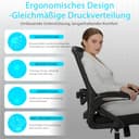Milacyee Bürostuhl Ergonomisch, Schreibtischstuhl mit Verstellbarer 4D Lendenwirbelstütze, Drehstuhl mit Klappbare Armlehnen, Computerstuhl mit 90°-125° Liegefunktion, Netzstuhl bis 130KG, Schwarz - 7