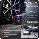 FORTEM Compressore Aria Portatile per Pneumatici, Bicicletta, 12V con Luce a LED, Manometro Digitale, con Gonfiaggio/Spegnimento Automatico, con Custodia (Rosso) - 6