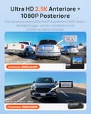 70mai Dash Cam Anteriore e Posteriore A410, Doppia Dashcam 2.5K+1080P HDR, Visione Notturna Super, Apertura F1.55, Modalità Parcheggio 24H, WiFi GPS, G- Sensor, Registrazione in Loop, Include 64GB SD - 2