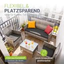 Juskys Salottino in polyrattan Fort Myers 4 Persone con divano a 2 posti, 2 sedie, tavolo e cuscini per seduta resistente alle intemperie grigio melange Mobili da Balcone Set di mobili da giardino - 4