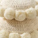 Rundes Boho Dekokissen 45cm Bodenkissen Gehäkelt Niedlich Dekorativ Für Couch Weißes Akzentkissen Für Bett Kissenbezüge Und Einsätze Kreis Grobstrick-Dekokissen Mit Niedlichen Pompon-Quasten Beige - 4
