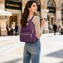 FORRICA Womens Backpack Nylon Lightweight Rucksack Casual Back Pack with Multi Pockets for Commuting and Everyday Use - Purple (L) - 2