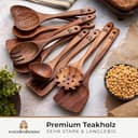 Kochlöffel Holz Set - Holzkochlöffel 10 Stück aus Teakholz - Holzlöffel, Pfannenwender Holz und weitere Kochbesteck Set - Natürlich & Perfekt für Antihaft. Leicht & Hitzebeständig Küchenutensilien - 2