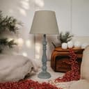 AcaciaHome Modern Tall Wooden Washed Table Lamp - Traditional Shabby Chic Design with Taupe Linen Shade, Wood Effect Finish for Living Rooms, Bedrooms, or Hallways Decor (41cm Grey with Cream Shade) - 11