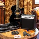 MAX Showkit Guitarra Electroacústica Negra con Amplificador, Funda, Afinador, Correa, 2 Púas y Juego de Cuerdas de Repuesto de Acero – Pack Completo Ideal para Principiantes y Músicos Aficionados - 2