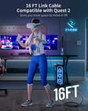 ZYBER Link Cable 5M/16 FT for Quest 3S/3 for quest 2 VR Headset Link Cable for Meta Quest Pro 2/1 Gaming PC, High-Speed USB 3.0 to USB C Cable for PC VR and Steam VR (Black) - 7