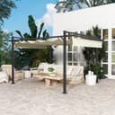 Outsunny 3 x 4m Pergola with Retractable Roof Canopy, Aluminium Frame Garden Gazebo Outdoor Sun Shade Shelter for Grill, Patio, Deck, Khaki - 9