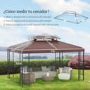 Outsunny Techo de Repuesto 4x3 m para Cenador de Jardín 2 Niveles Transpirable con 10 Orificios de Drenaje Cubierta de Repuesto de Gazebo Pabellón Exterior Marrón - 7